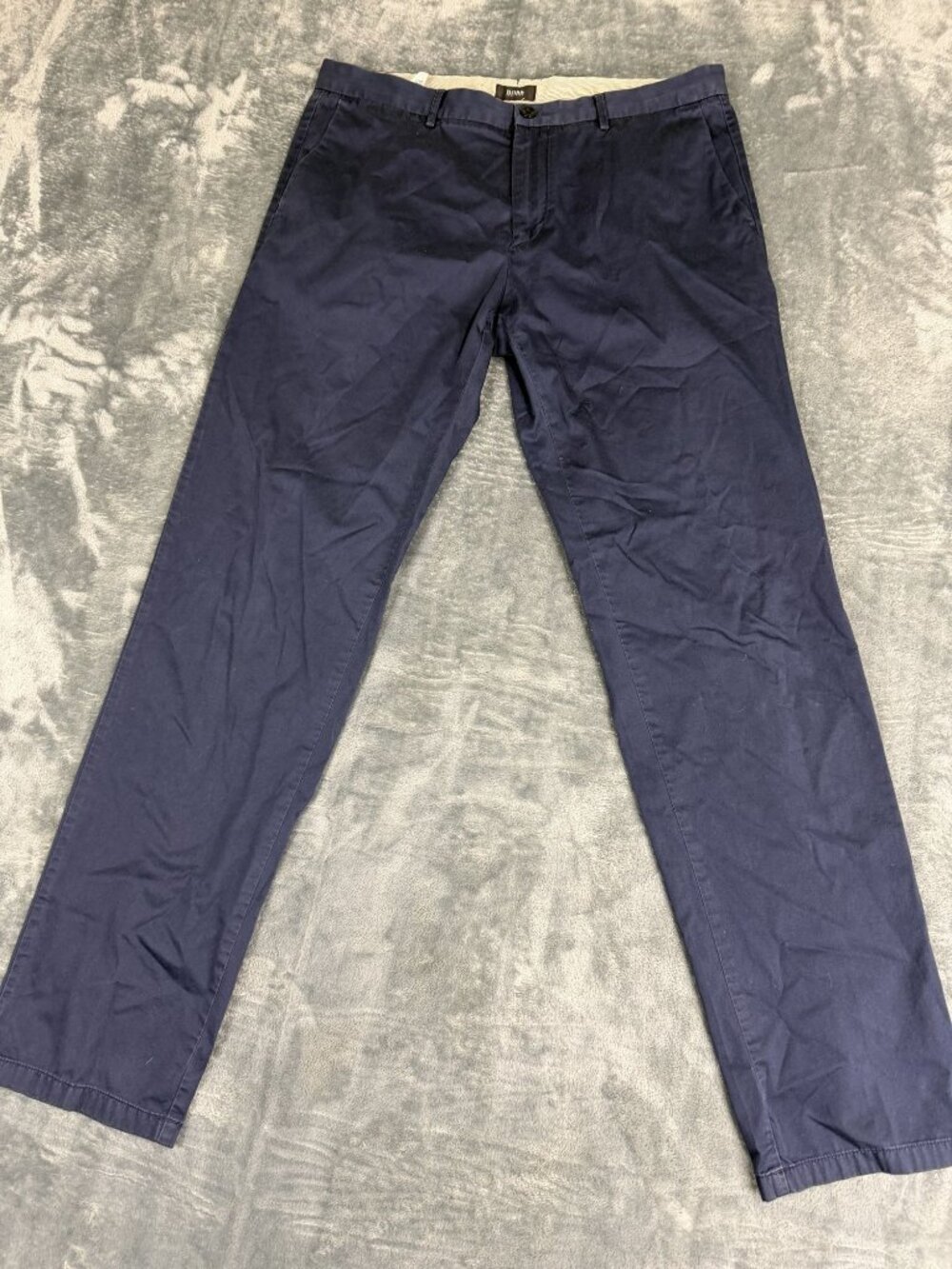 Hugo Boss Mens Navy Blue Chino Pants 34R Flat Front